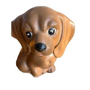 Vintage Ceramic Brown sitting Dog puppy hobbiest hand painted